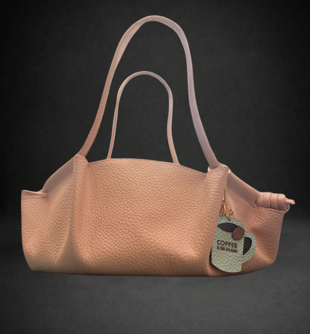 Bolso de Hombro en Cuero Latte